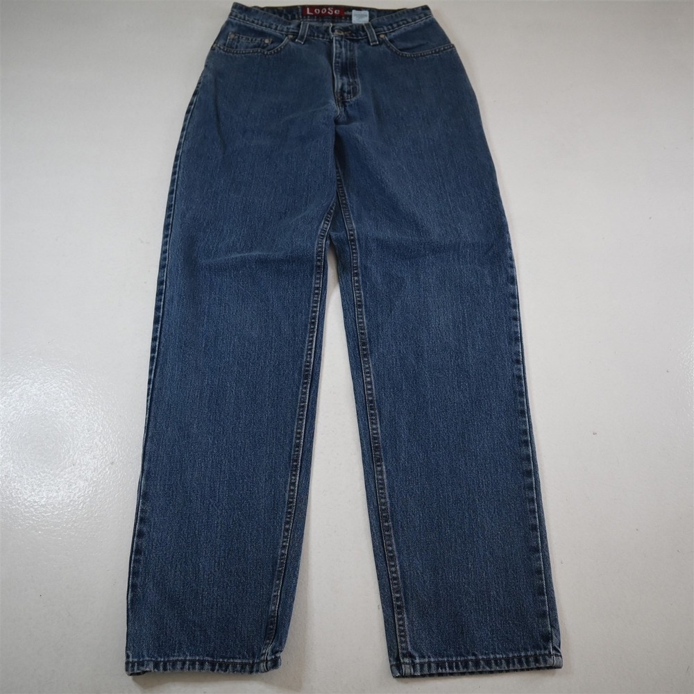 Vtg 90s Silvertab 30x34 Loose USA Made Zip‎ Fly Dark Stonewash Denim Mens Jeans
